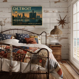 Detroit Historic Skyline Wall Art Print