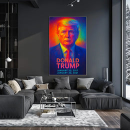 Donald Trump 45th President of the United States Neon Gradient Overlay Poster