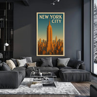 Empire State Building New York Poster Vintage Wall Art