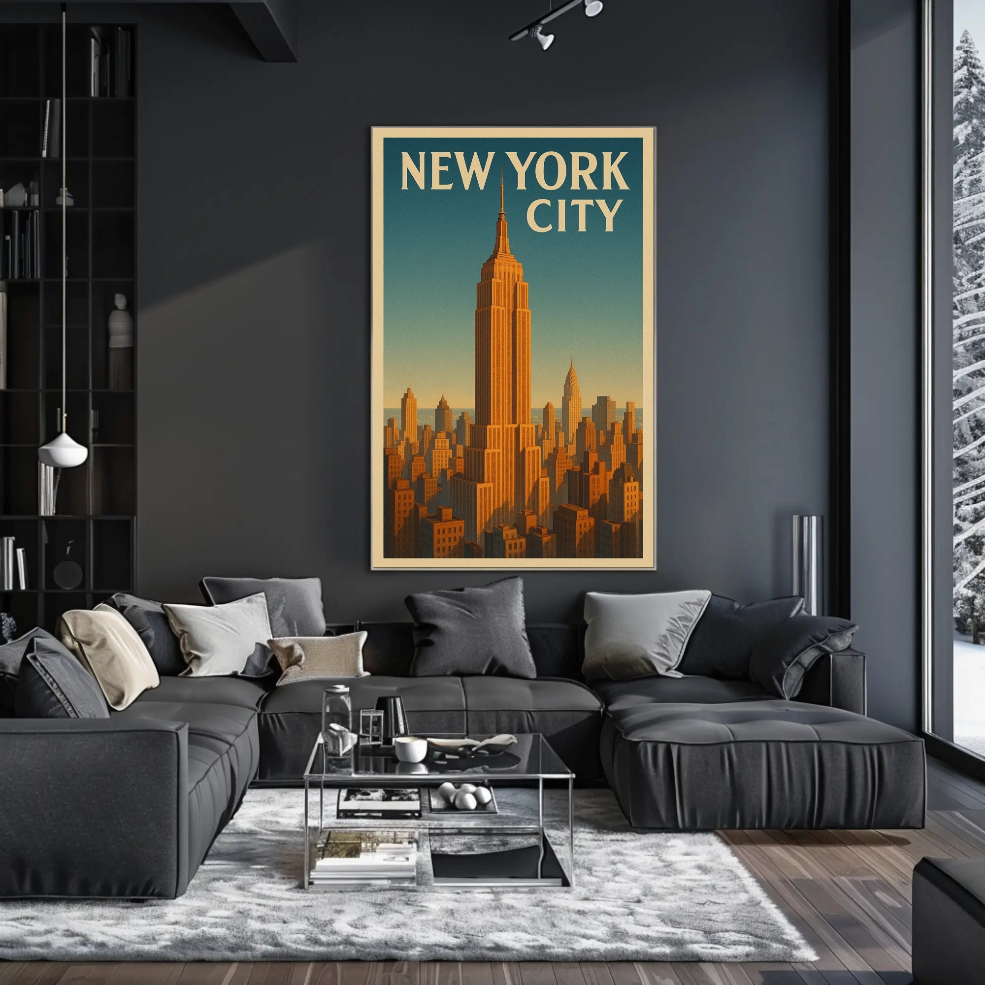 Empire State Building New York Poster Vintage Wall Art