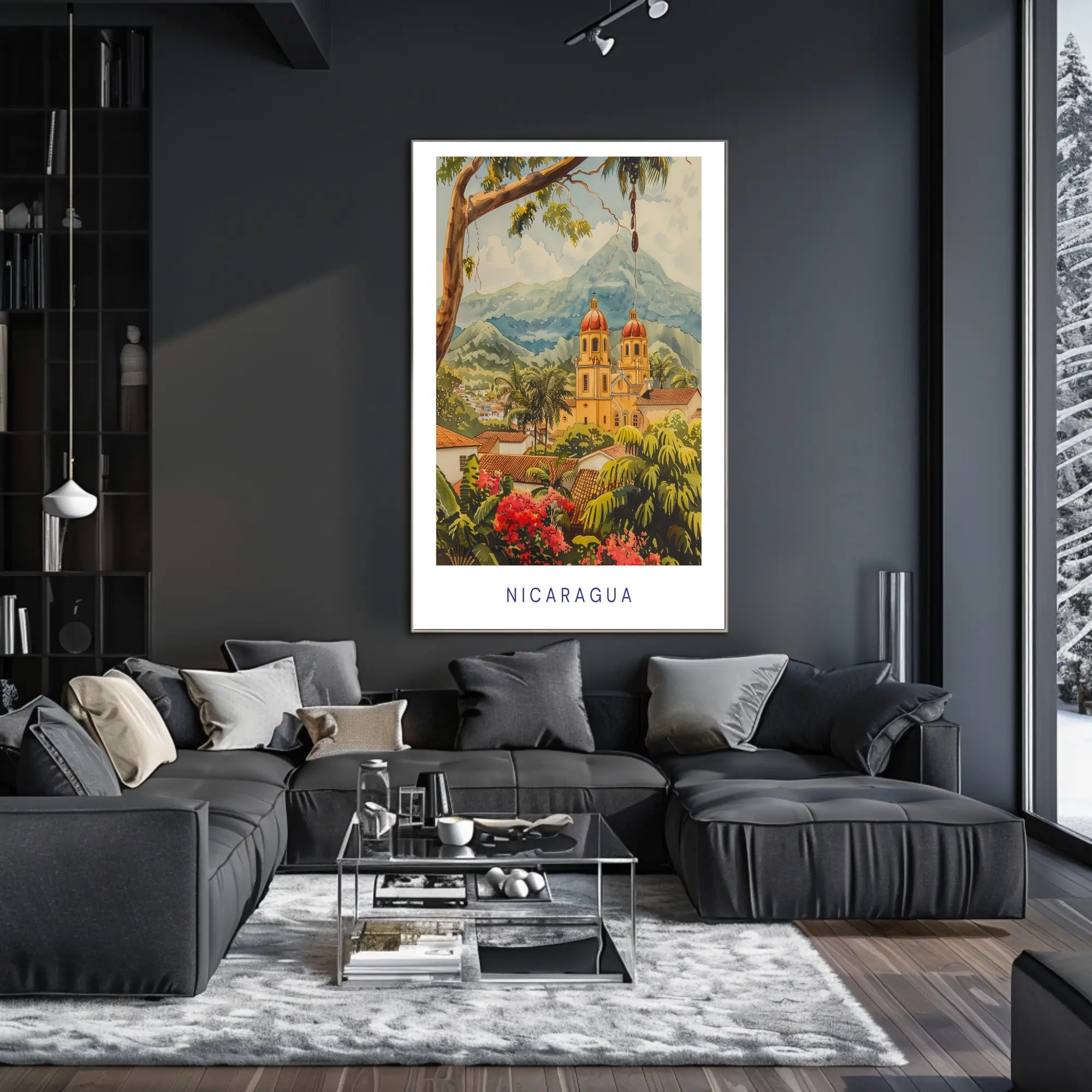 Nicaragua Colonial Church Travel Poster PosterGoat