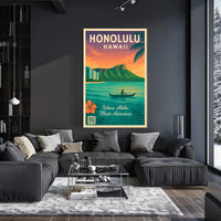Honolulu Tropical Adventure Vintage Travel Poster PosterGoat