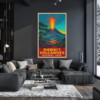 Hawaii Volcanoes Travel Art Deco Poster