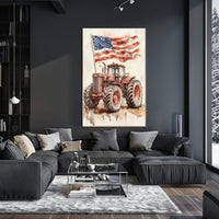 old fashioned farm tractor Poster