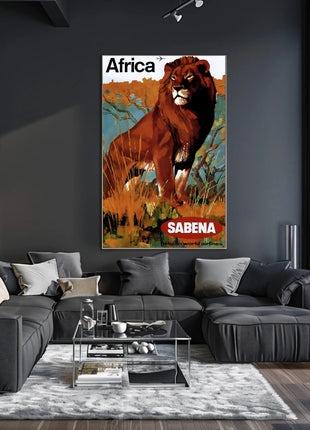Africa Wildlife Travel Adventure Sabena Airlines Poster