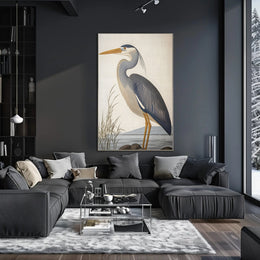 Heron Illustration Poster Elegant Coastal Wall Art