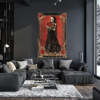 Skeletal Figure Red Roses Cultural or Heritage Poster