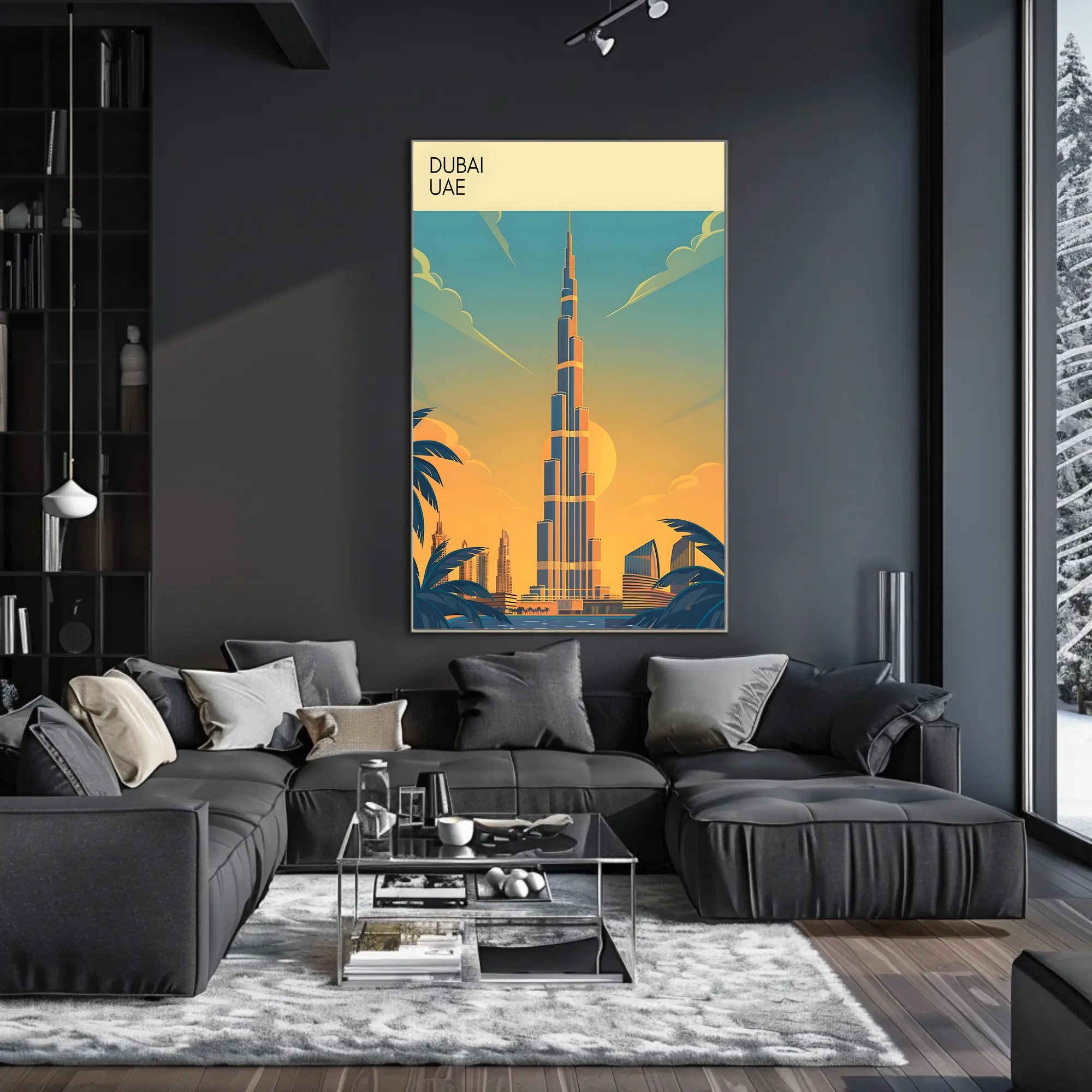 Dubai Skyline at Sunset Poster