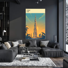 Dubai Skyline at Sunset Poster