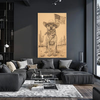 sketch style drawing of a cowboy dog Poster