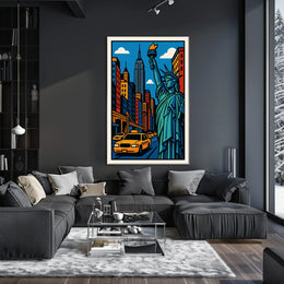 New York City Poster Modern Vibrant Urban Scene Wall Art