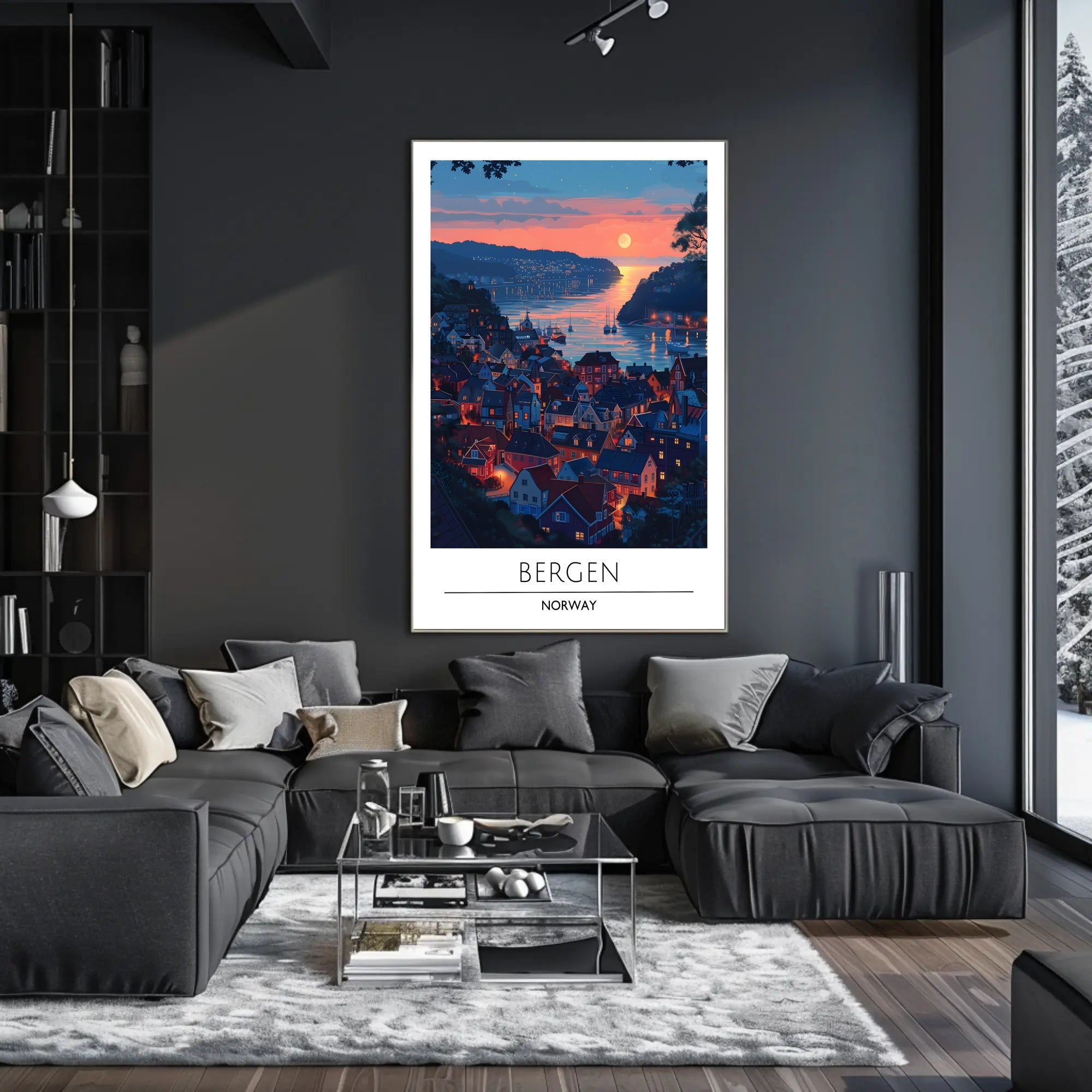 Bergen Sunset View Travel Poster