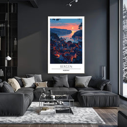 Bergen Sunset View Travel Poster