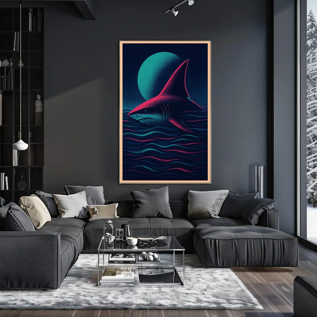 Moonlit Shark Poster