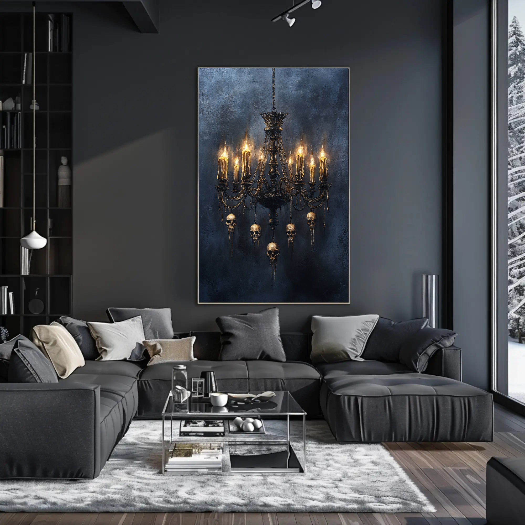 Gothic Chandelier Of Skulls Poster