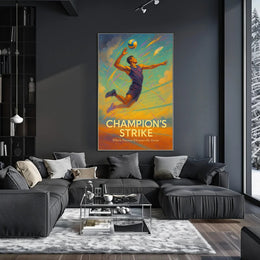 Dynamic Volleyball Champion Sports Poster PosterGoat