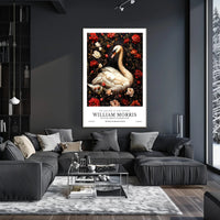 Swan and Floral Elegance, Arts and Crafts Poster