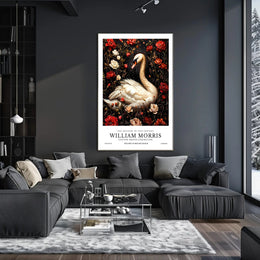 Swan and Floral Elegance, Arts and Crafts Poster