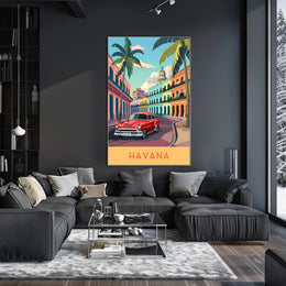 Classic Havana in Vibrant Streets: Travel Poster