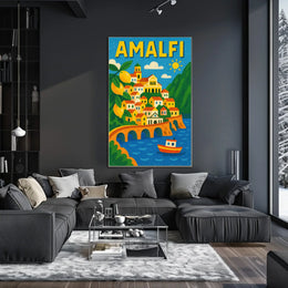 Amalfi Coast Illustration Poster