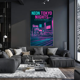 Tokyo Shibuya Crossing Neon Cityscape Urban or Cityscape Poster
