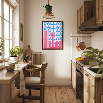 Dallas Texas Skyline Poster Retro Travel Poster