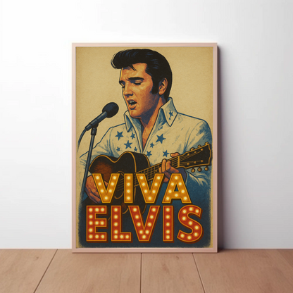 Viva Elvis Presley Retro Concert Microphone Guitar Poster