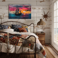 Majestic Black Sails at Sunset Art Poster