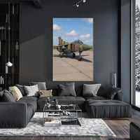 Military Aircraft Camouflage Scene Under Clear Skies Poster