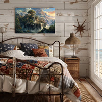 Majestic Mountain Landscape with Waterfalls Poster