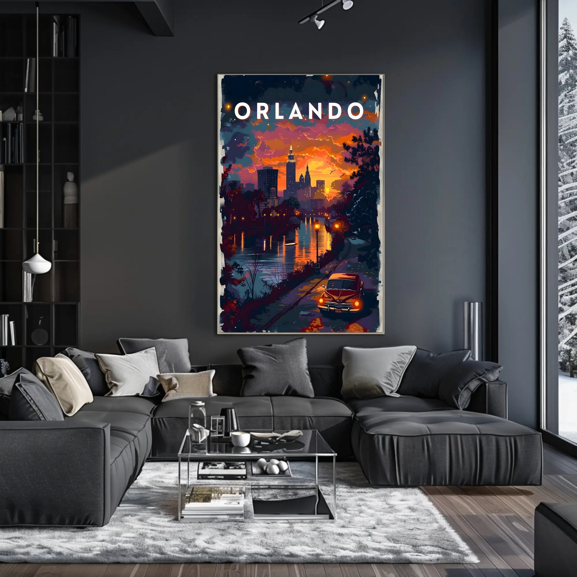 Orlando Sunset Skyline Poster