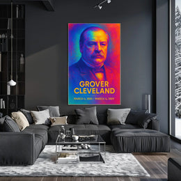 Grover Cleveland 22nd President of the United States Neon Gradient Overlay Poster