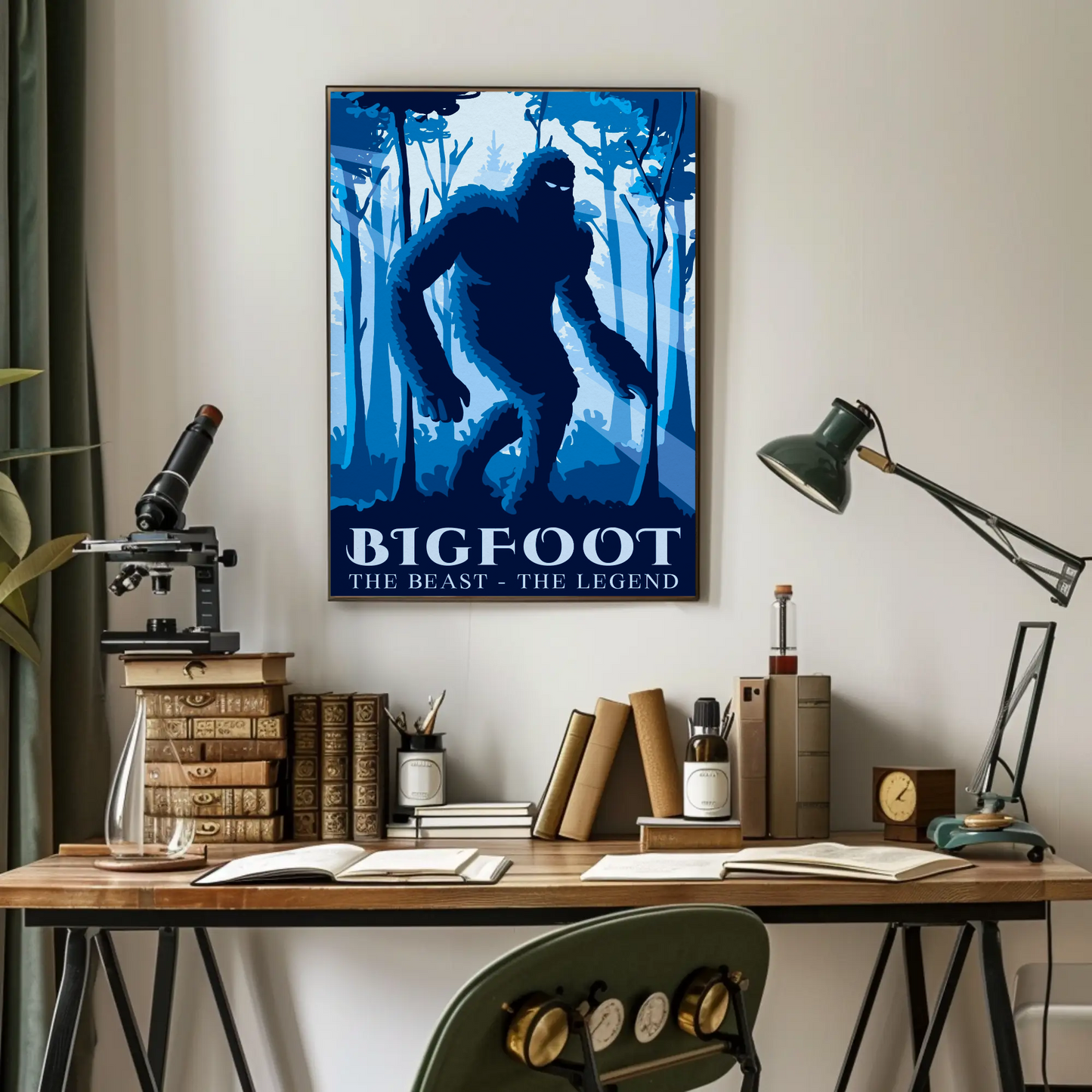 Bigfoot Silhouette Forest Legend Cryptid Poster Print