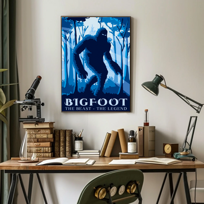 Bigfoot Silhouette Forest Legend Cryptid Poster Print