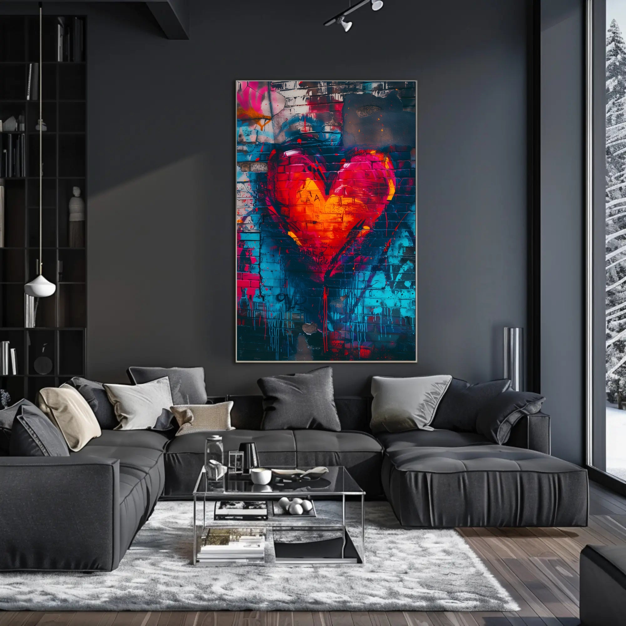 Heart Graffiti Art Poster for Urban Decor