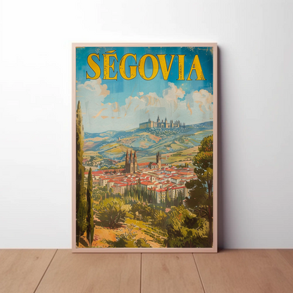 Segovia Historic Hillside Castle Town Travel Poster