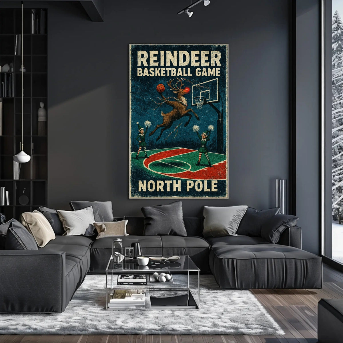 Reindeer Basketball Game At The North Poster