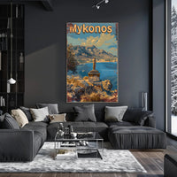 Scenic Mykonos Vintage Travel Art Poster