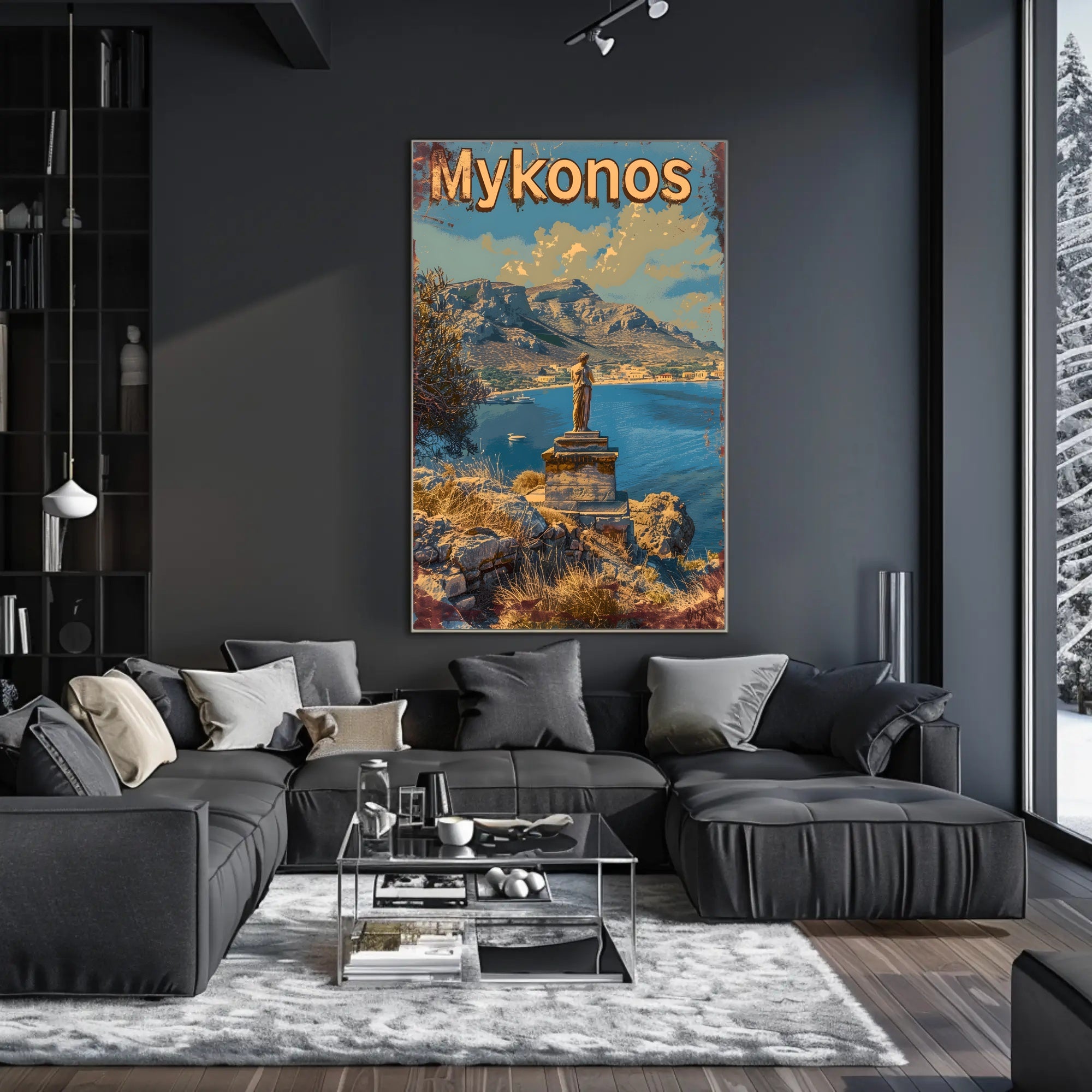 Scenic Mykonos Vintage Travel Art Poster