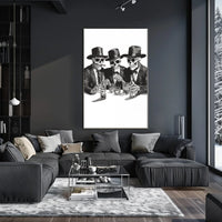 Skeletons in Suits Black-and-white Illustration Poster