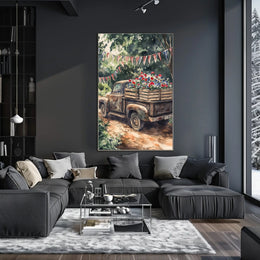 Vintage Weathered Pickup Truck Wall Art Decor Poster