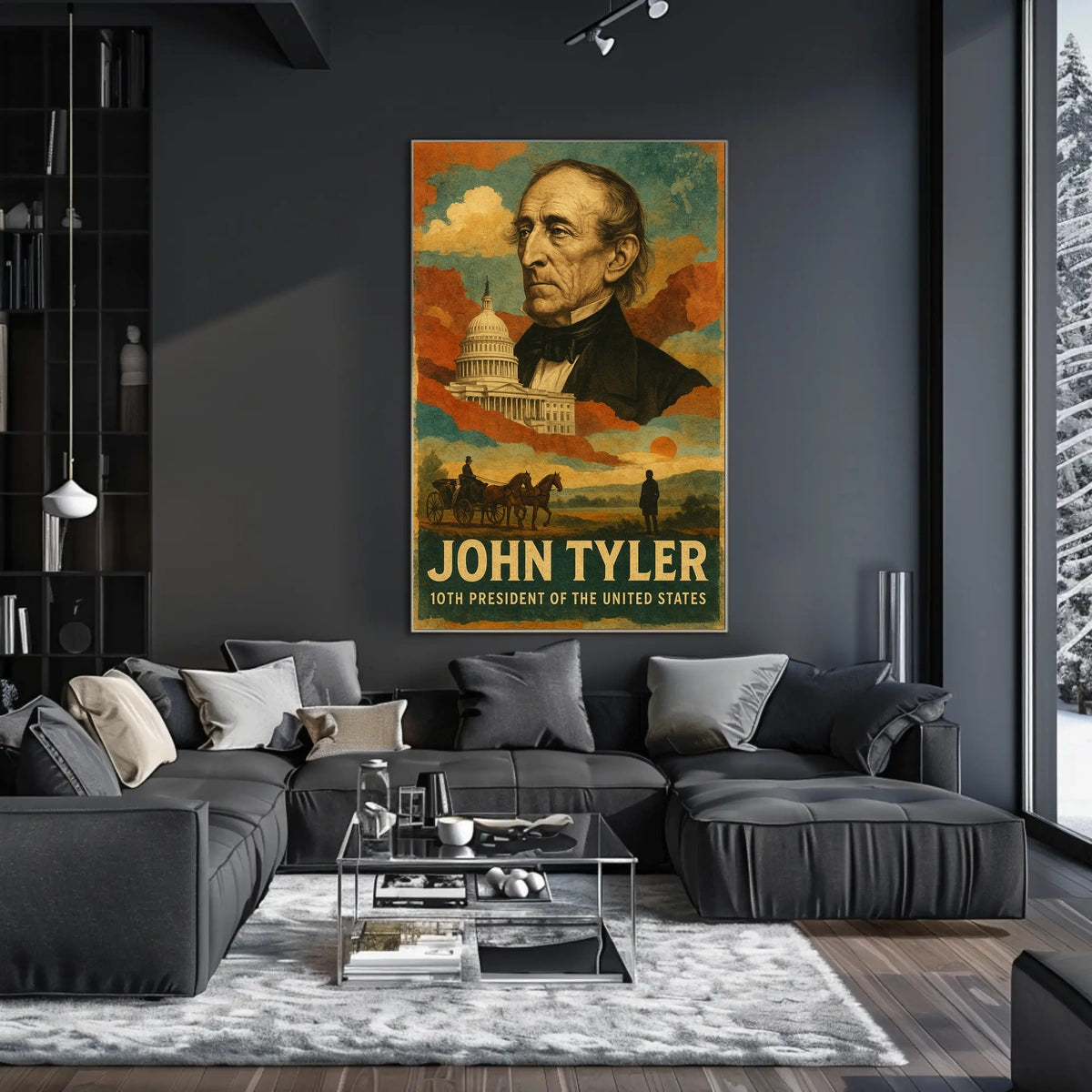 John Tyler 10th President of the United States Layered Digital Collage Poster