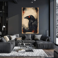 Raven with Red Eyes Artistic Animal Poster
