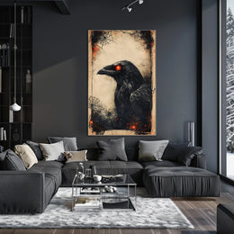 Raven with Red Eyes Artistic Animal Poster