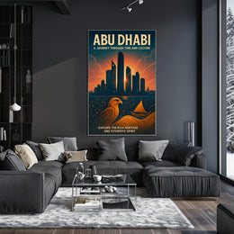 Abu Dhabi Skyline Art Futuristic Cityscape Travel Poster