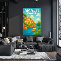 Amalfi Coast Poster Wall Art for Coastal Home Decor