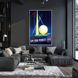 New York Worlds Fair Cityscape Poster Retro Wall Art