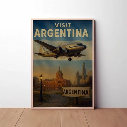 Visit Argentina Buenos Aires Airplane Flight Travel Poster