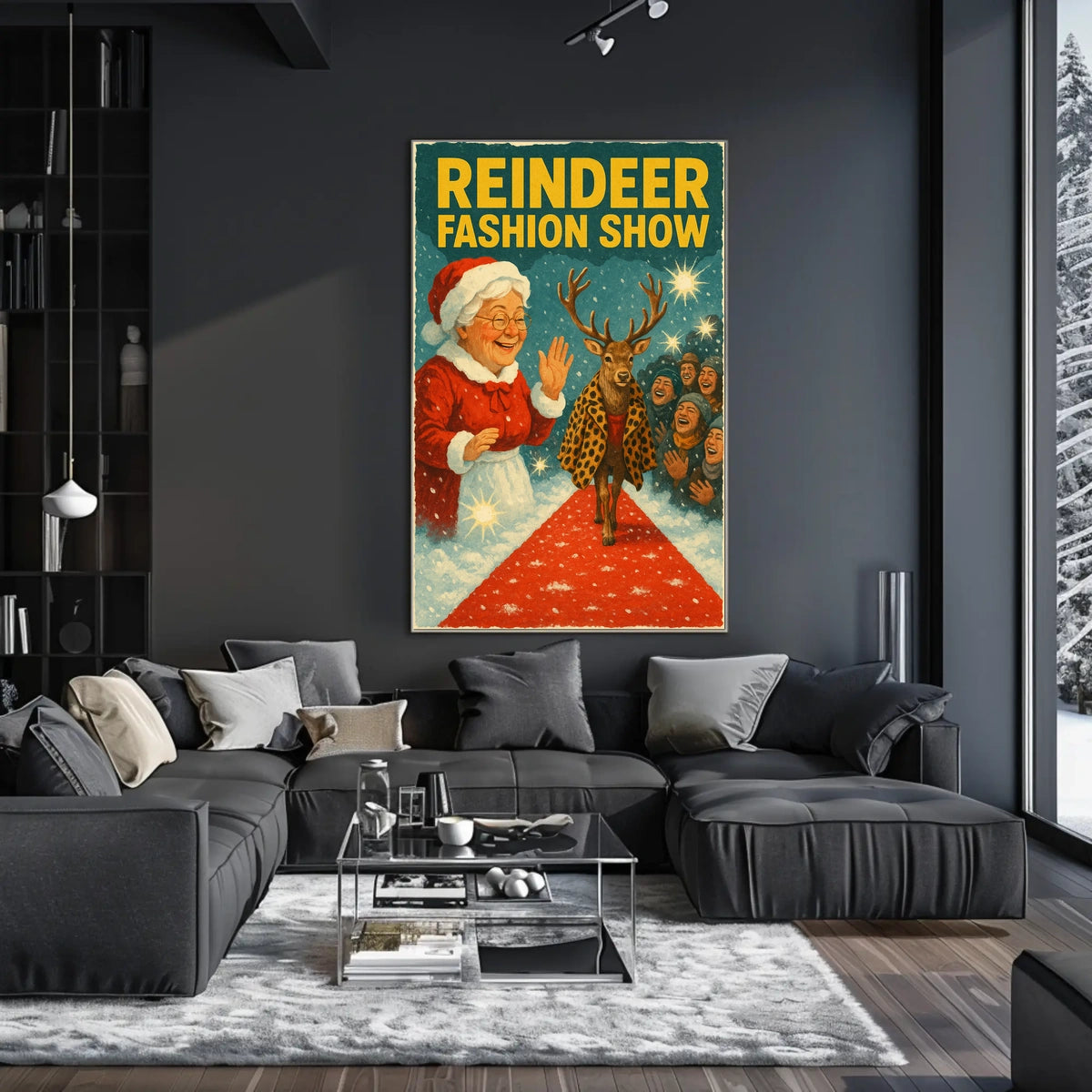Reindeer Fashion Show Vintage Holiday Animal Poster