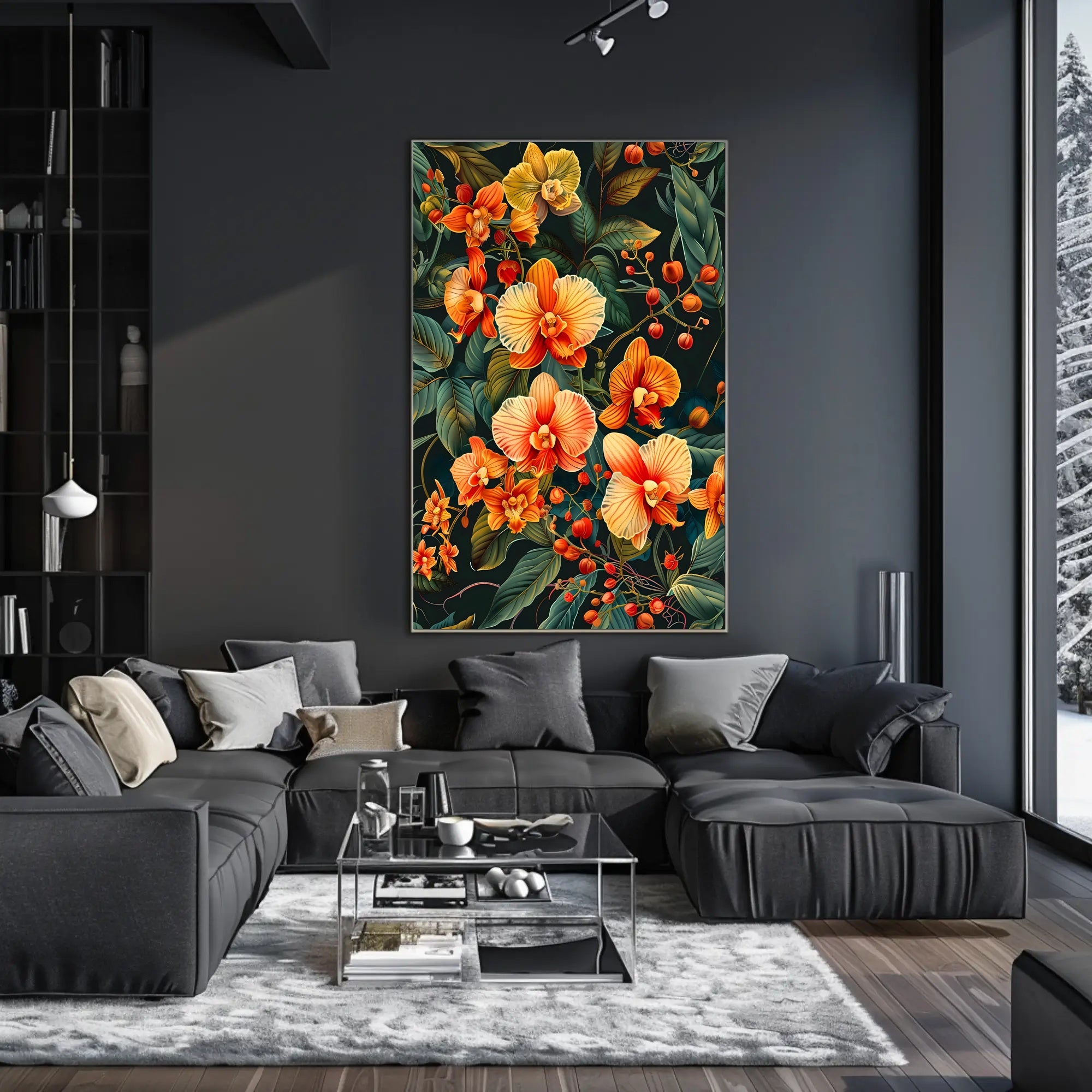 Vibrant Orchid Botanical Art Poster for Modern Tropical Decor
